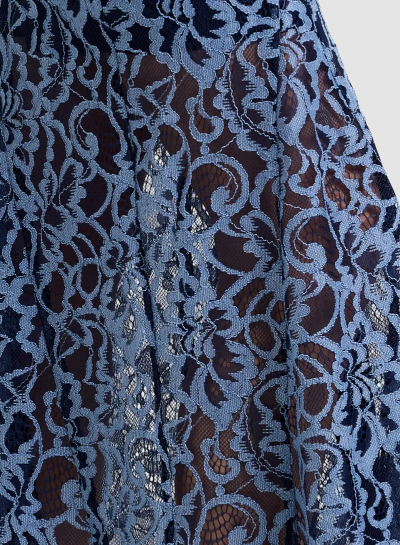 French Connection light blue Skye Lace Godet Shirt Dress for Women | Best Price UAE